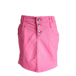 Lynn Lake Y2K Hot Pink Denim Mini Skirt Size 38 6/8 Colours of the World Button